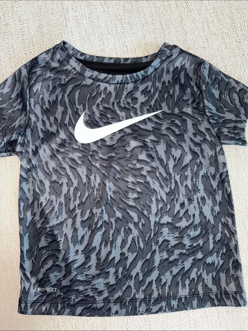 Nike Kids Black & Gray Patterned Dri-FIT Short Sleeve Tee